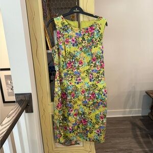 Vibrant Floral Midi Dress - Yellow and Multicolor